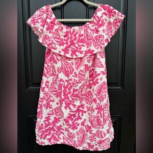 Charlie Paige Pink and White Ruffle Dress Womens Size Medium